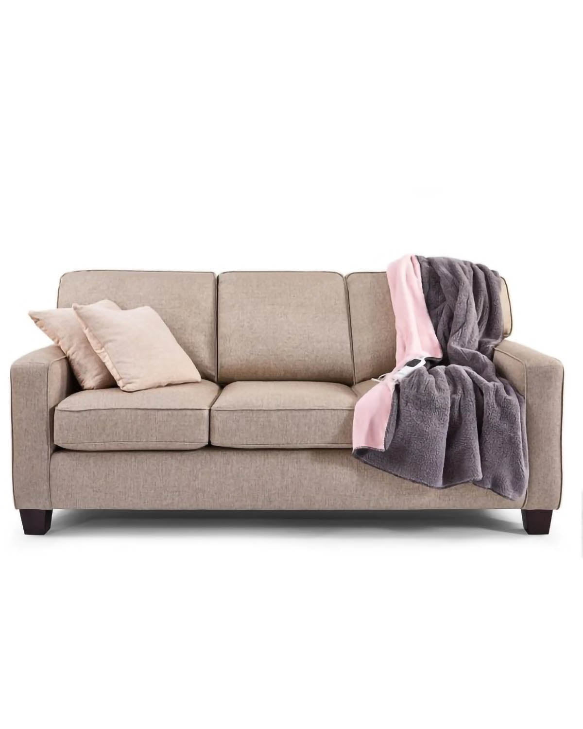 Sunbeam Feel Perfect Snug & Cosy Reversible Heated Throw - Grey/Pink