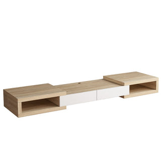 Tauris Lowline Split 1600-2500mm Entertainment Unit - Light Oak/White