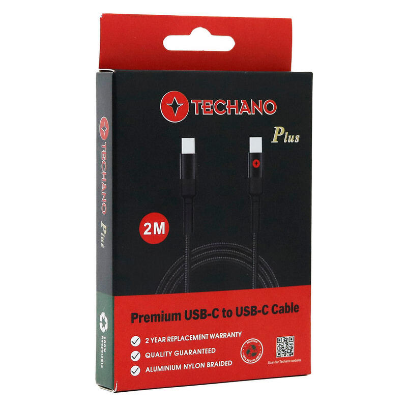 TECHANO TECHANO PLUS 2M PREMIUM USB-C TO USB-A CABLE GRAPHITE Graphite