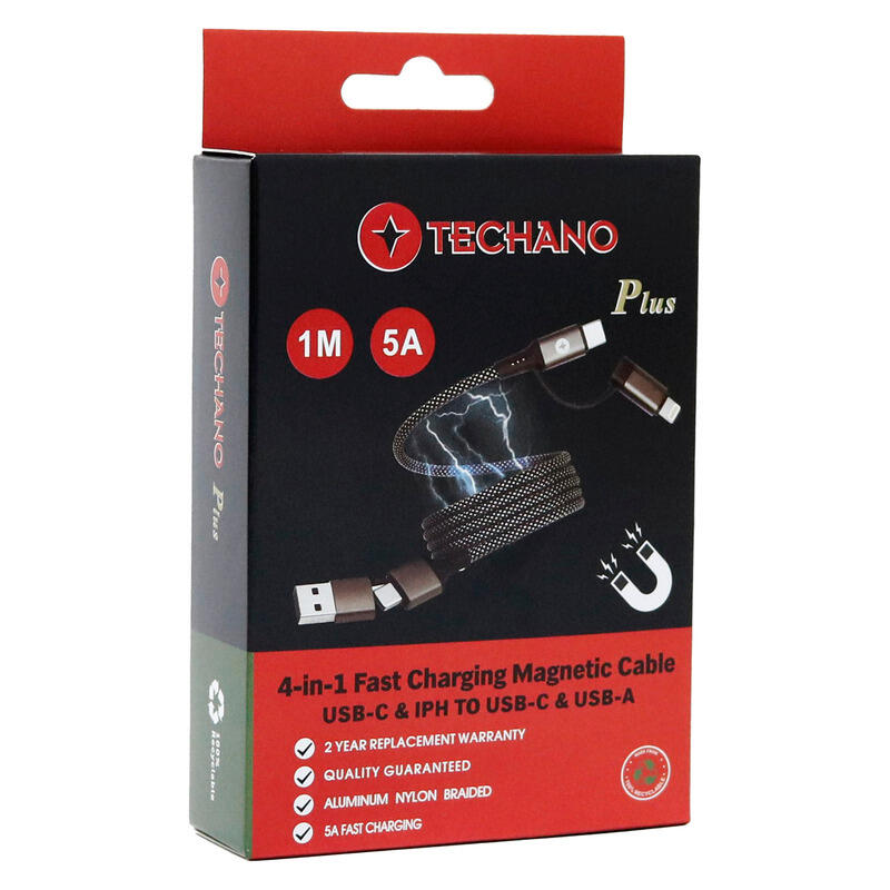 Techano Plus 4-in-1 Fast Charging Magnetic Cable - Black – Stan Cash