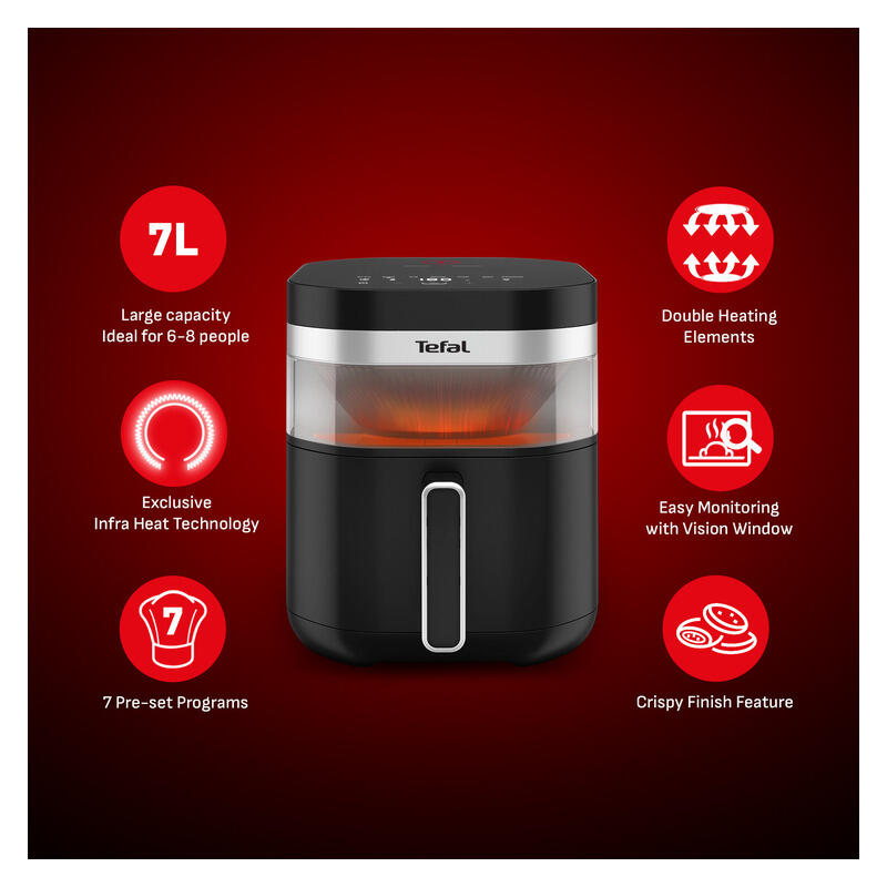 Tefal 7L Ever Fry Infra Heat Single Drawer Air Fryer