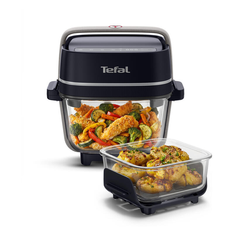 Tefal Crisp & Go Portable Glass Air Fryer - Black