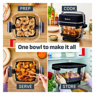 Tefal Crisp & Go Portable Glass Air Fryer - Black