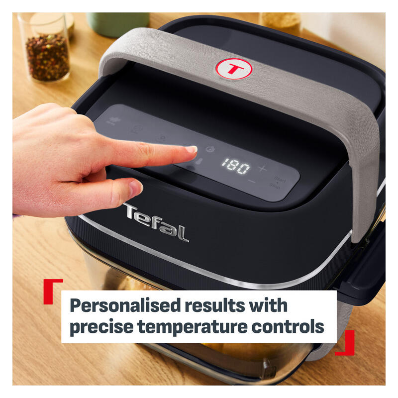 Tefal Crisp & Go Portable Glass Air Fryer - Black