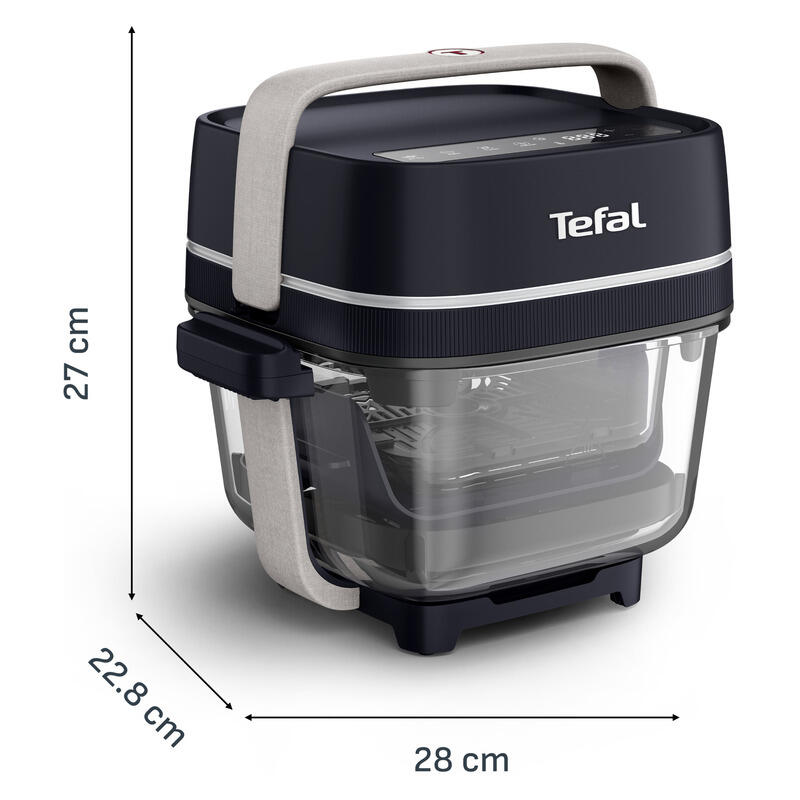 Tefal Crisp & Go Portable Glass Air Fryer - Black