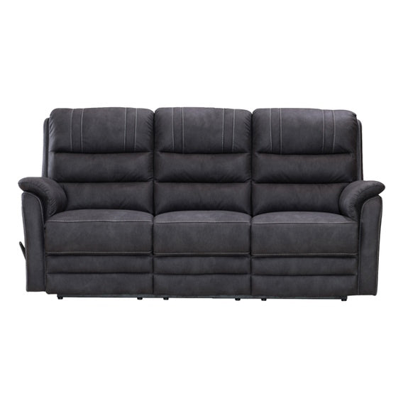 Terence 3 Seater Manual Fabric Recliner Sofa - Charcoal