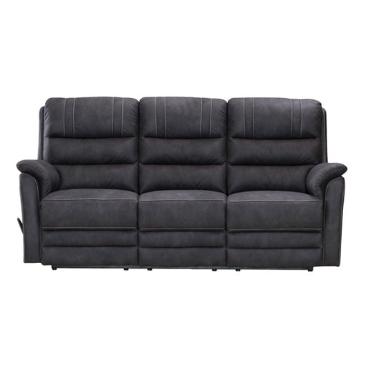 Terence 3 Seater Manual Fabric Recliner Sofa - Charcoal