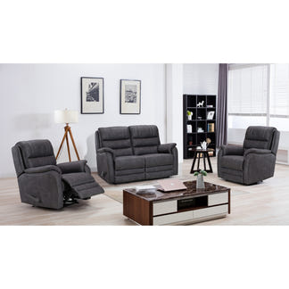 Terence 2 Seater Fabric Recliner Sofa - Charcoal