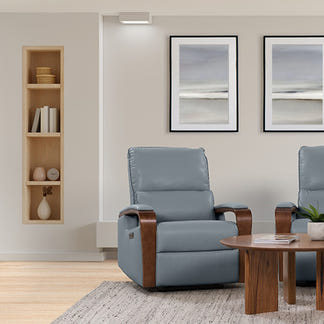 Treviso Electric Recliner Leather Armchair - Powder Blue