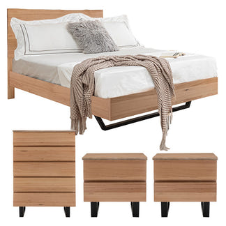 Valhalla 4 Piece King Timber Bedroom Suite - Messmate/Black