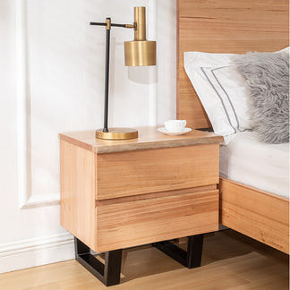 Valhalla 4 Piece King Timber Bedroom Suite - Messmate/Black