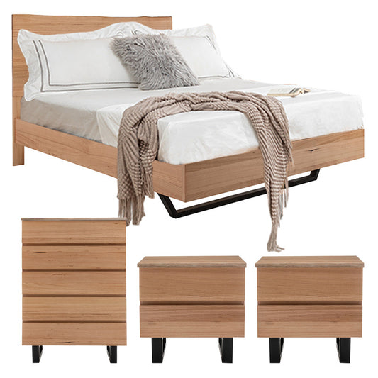 Valhalla 4 Piece Queen Timber Bedroom Suite - Messmate/Black