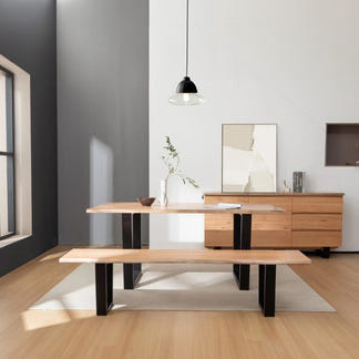 Valhalla 240cm Timber Dining Table - Messmate/Black