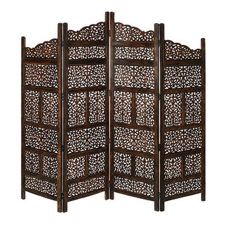 Vasco Carved Timber Privacy Screen - Burnt Brown