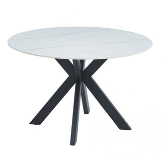 Venice 120cm Round Dining Table - Snow White/Black