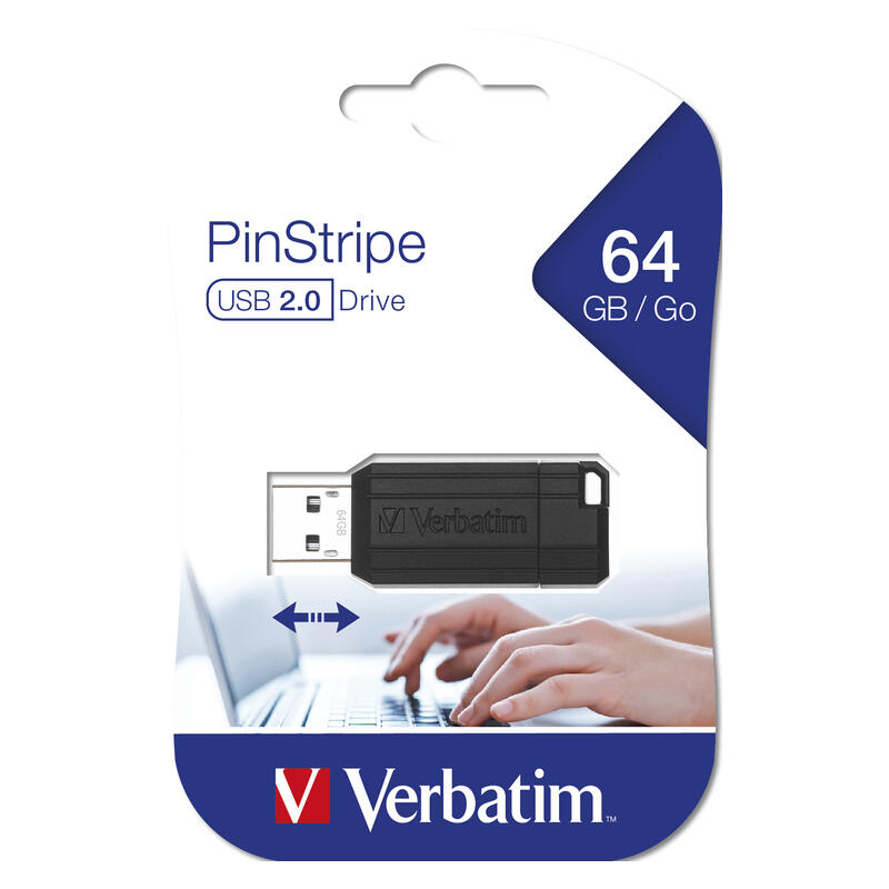 Verbatim 64GB Store 'n' 'Go' Pinstripe USB 2.0 Drive - Black
