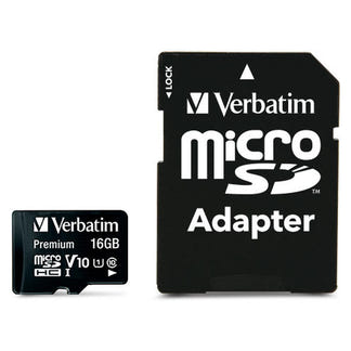 Verbatim 16GB Storage MicroSD Card with SD Adapter - Black