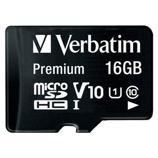 Verbatim 16GB Storage MicroSD Card with SD Adapter - Black