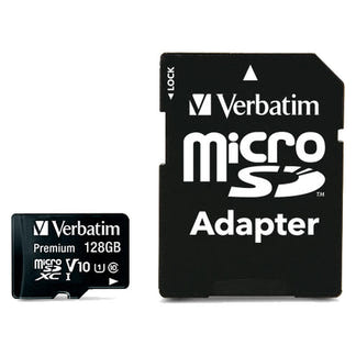 Verbatim 128GB Storage MicroSDXC Card with Adapter - Black