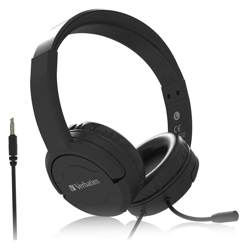 Verbatim Multimedia ANC Headset with Noise Cancelling Boom Mic - Black