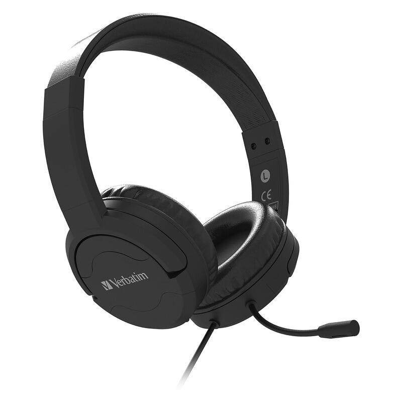Verbatim Multimedia ANC Headset with Noise Cancelling Boom Mic - Black