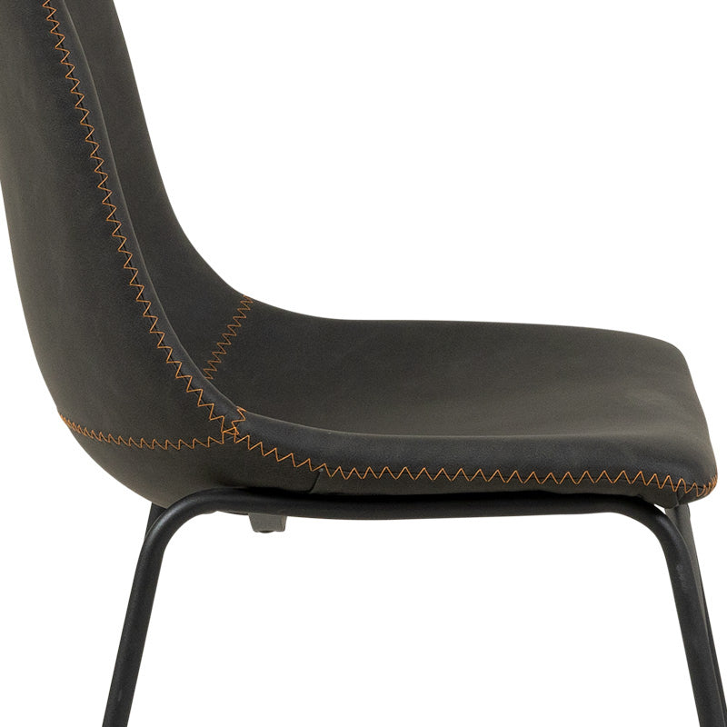 Vincent Dining Chair - Charcoal/Orange Stitch