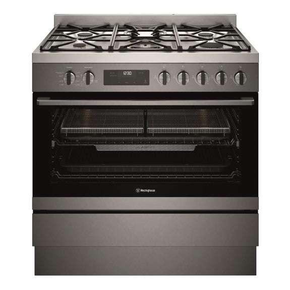Westinghouse 90cm Dual Fuel Freestanding Cooker - Dark Stainless Steel