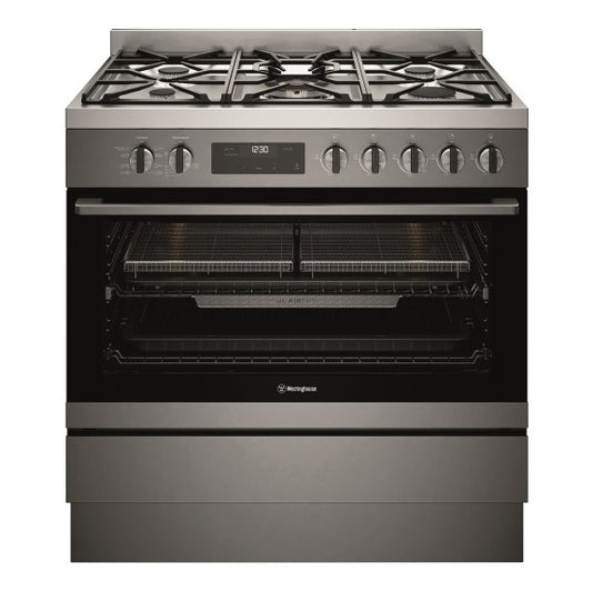 Westinghouse 90cm Dual Fuel Freestanding Cooker - Dark Stainless Steel