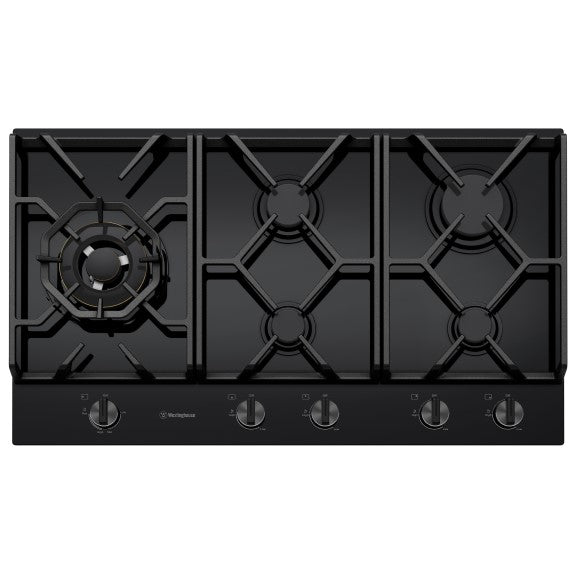 Westinghouse 90cm 5 Burner Gas Cooktop - Black Ceramic