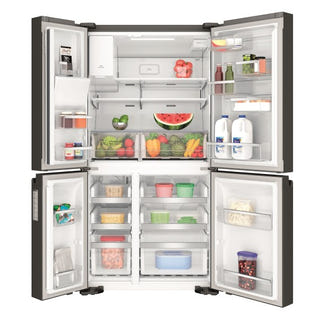 Westinghouse 609L Quad Door Fridge Freezer with Ice & Water Dispenser - Matte Black