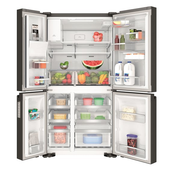 Westinghouse 609L Quad Door Fridge Freezer with Ice & Water Dispenser - Matte Black