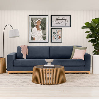 Willow 4 Seater Fabric Sofa - Azure