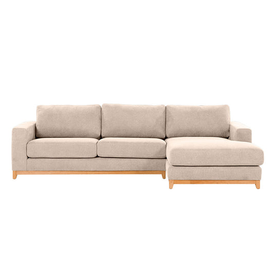 Willow 3 Seater Fabric Sofa with RHF Chaise - Champagne