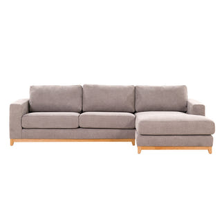 Willow 3 Seater Fabric Sofa with RHF Chaise - Light Grey