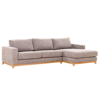 Willow 3 Seater Fabric Sofa with RHF Chaise - Light Grey