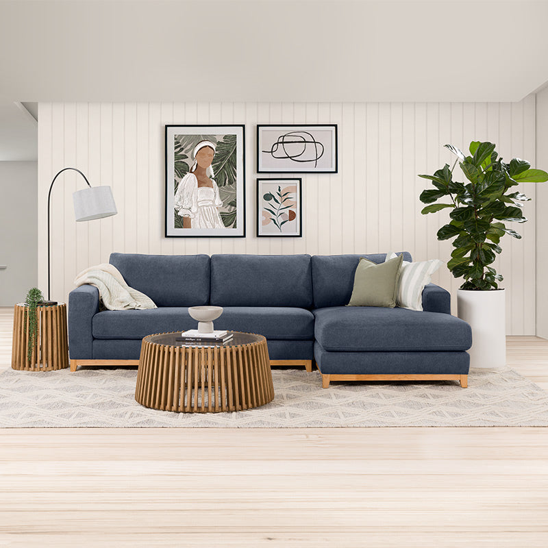 Willow 3 Seater Fabric Sofa with RHF Chaise - Azure