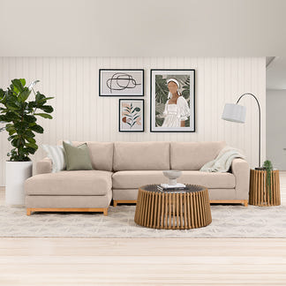 Willow 3 Seater Fabric Sofa with LHF Chaise - Champagne