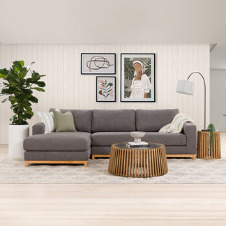 Willow 3 Seater Fabric Sofa with LHF Chaise - Dark Grey