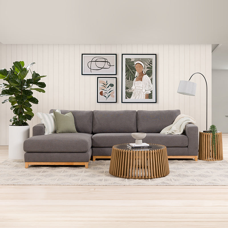 Willow 3 Seater Fabric Sofa with LHF Chaise - Dark Grey