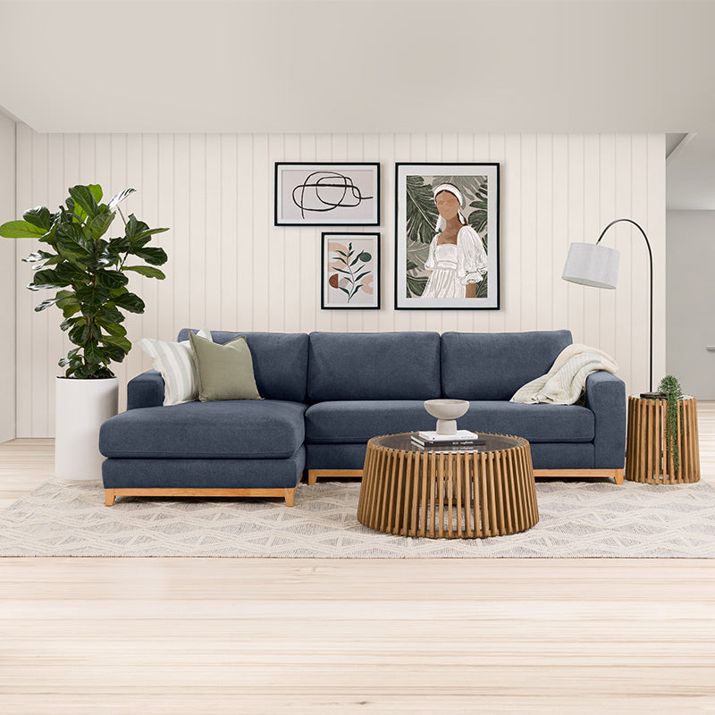 Willow 3 Seater Fabric Sofa with LHF Chaise - Azure