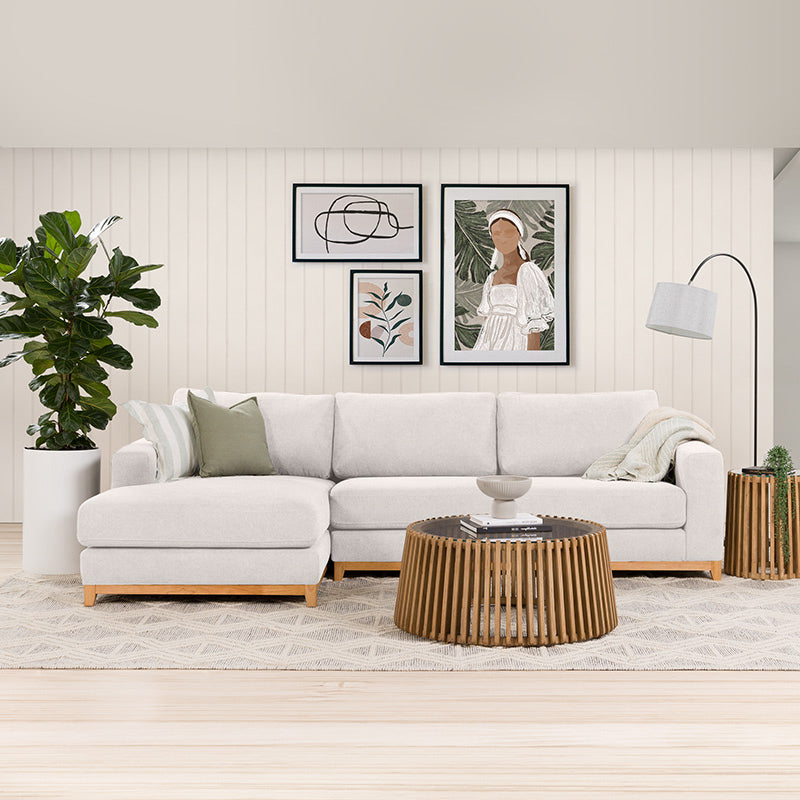 Willow 3 Seater Fabric Sofa with LHF Chaise - Ivory