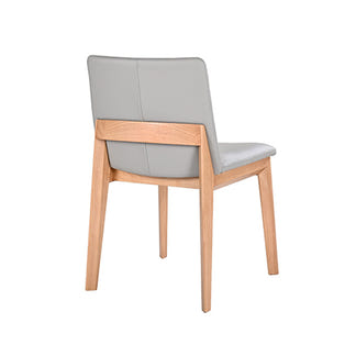 Wilson Leather Dining Chair - Grey/Timber