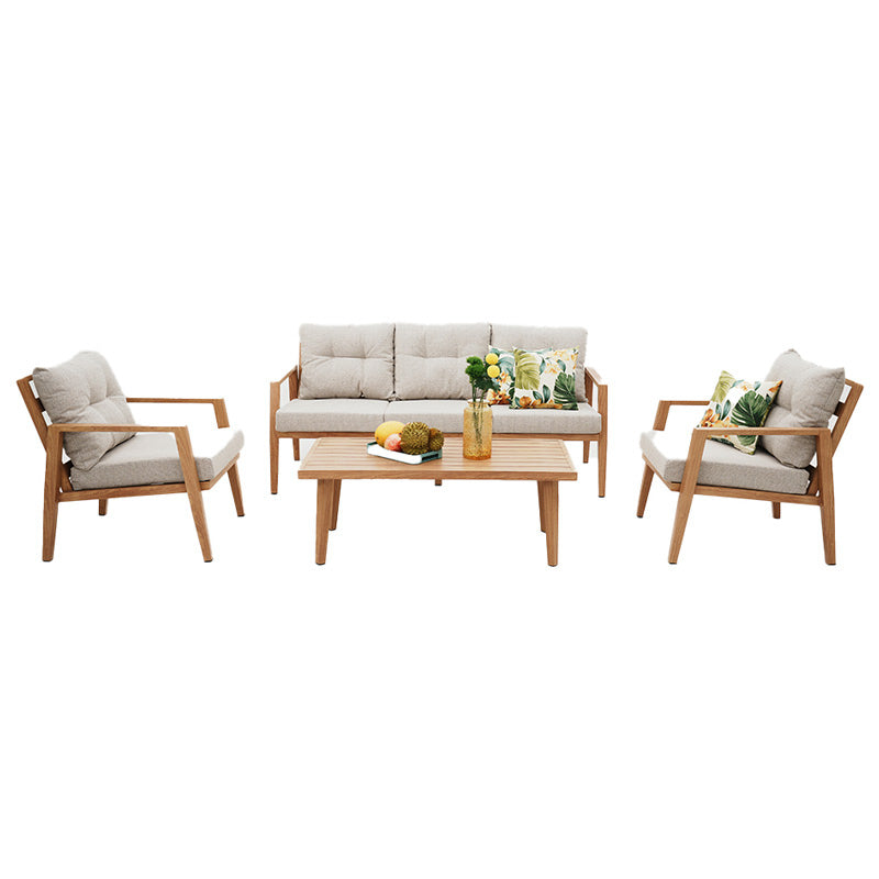 Yarra Glen 4 Piece Outdoor Lounge Setting - Wood Look/Taupe