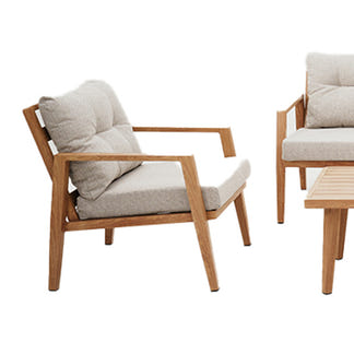 Yarra Glen 4 Piece Outdoor Lounge Setting - Wood Look/Taupe