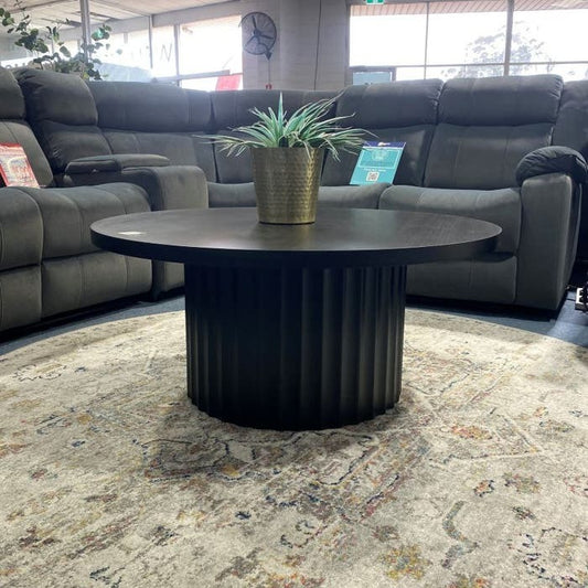 Caesar Round Timber Coffee Table - Messmate/Black