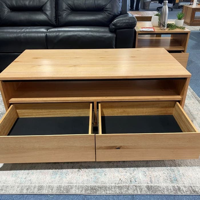 Hamilton 2 Drawer Coffee Table - Messmate/Natural