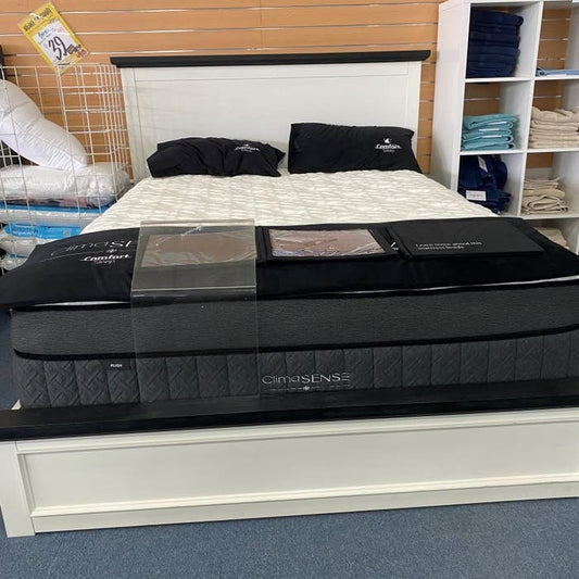 Hampton Queen Timber Bed - White/Charcoal