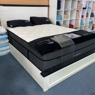 Hampton Queen Timber Bed - White/Charcoal