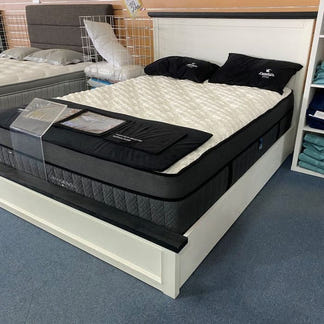 Hampton Queen Timber Bed - White/Charcoal