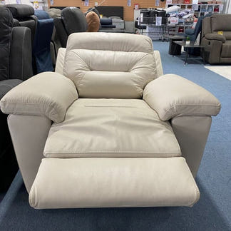 Renato Electrical Recliner Leather Armchair - Taupe